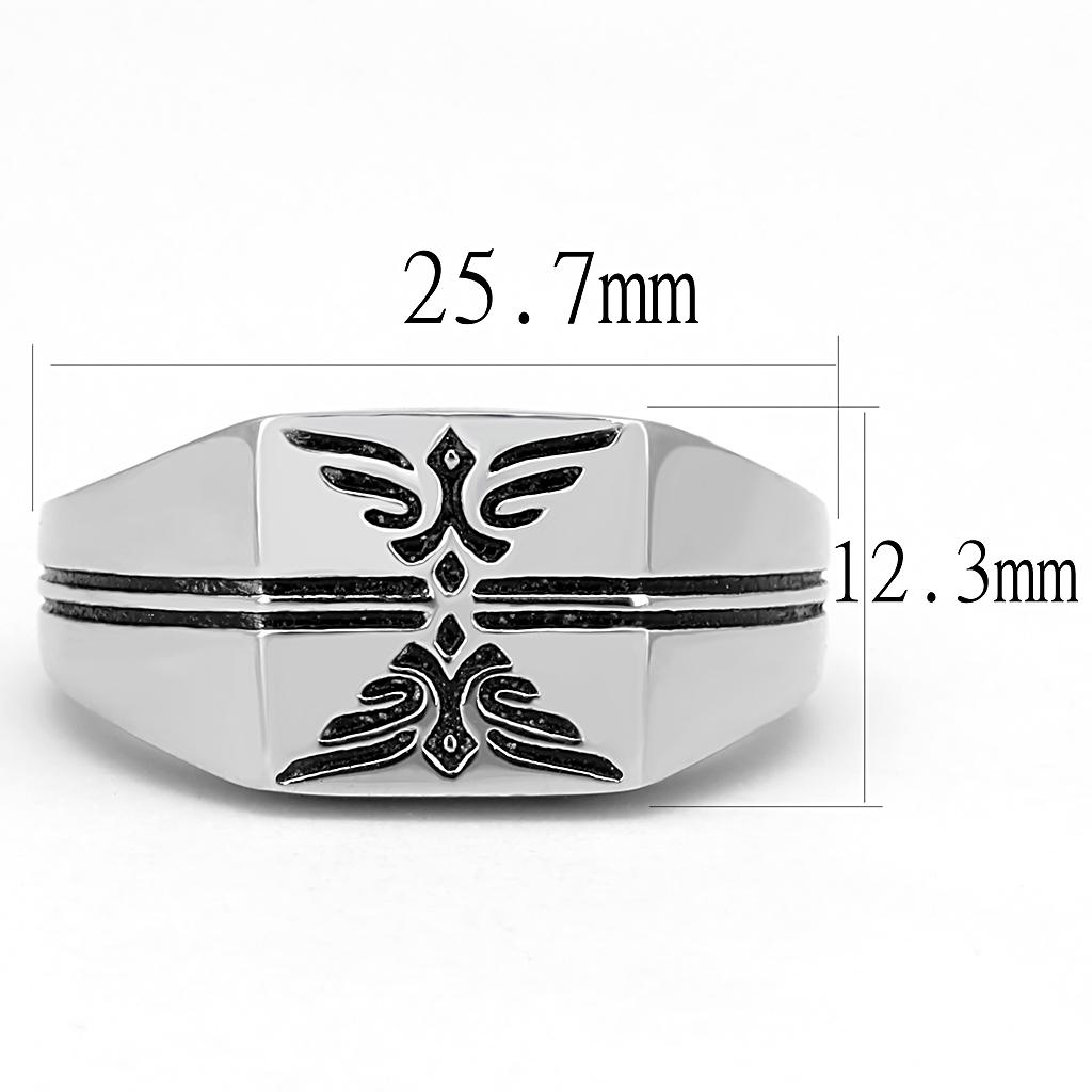 TK3279 - High polished (no plating) Stainless Steel Ring with Epoxy  in Jet-1