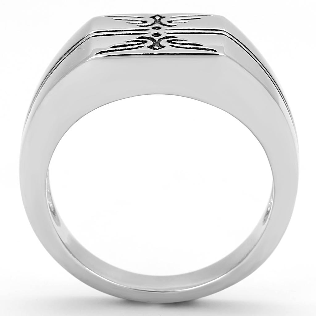TK3279 - High polished (no plating) Stainless Steel Ring with Epoxy  in Jet-2