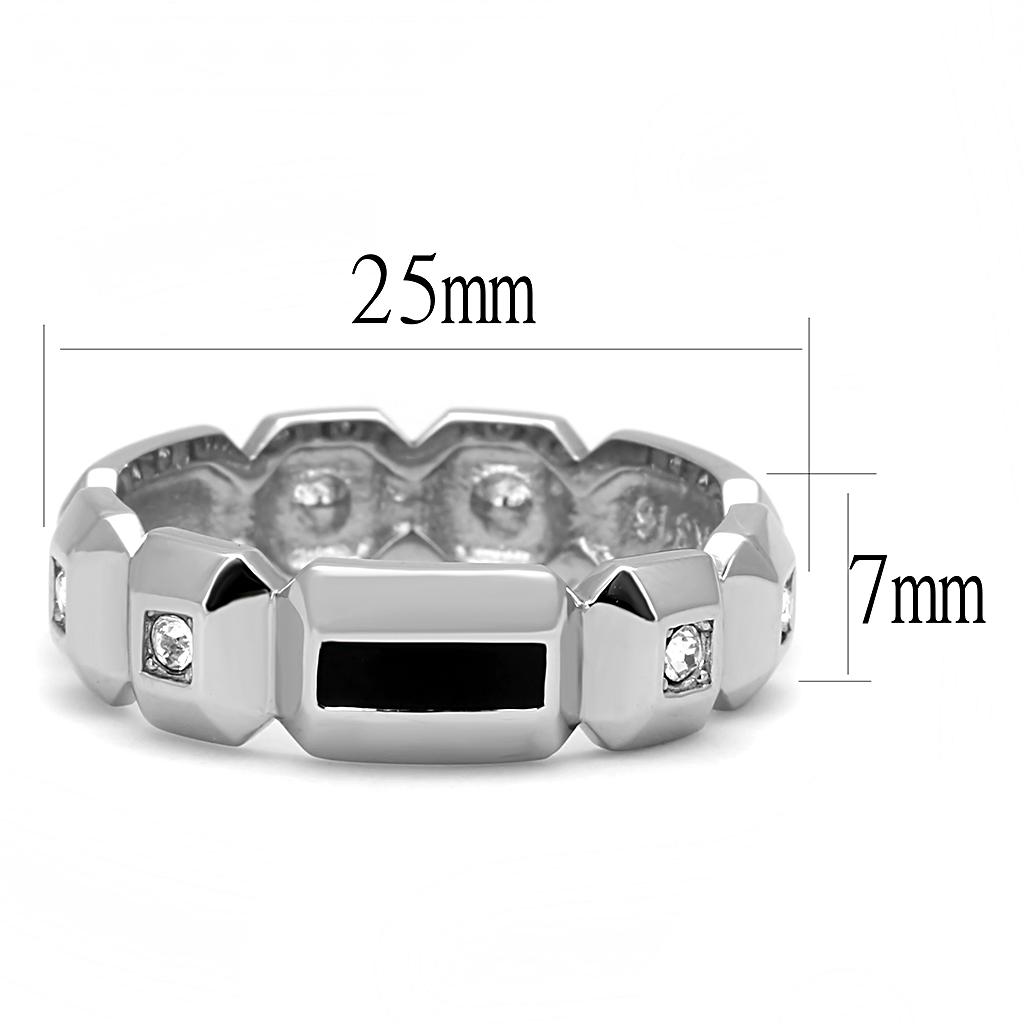 TK3281 - High polished (no plating) Stainless Steel Ring with Top Grade Crystal  in Clear-1