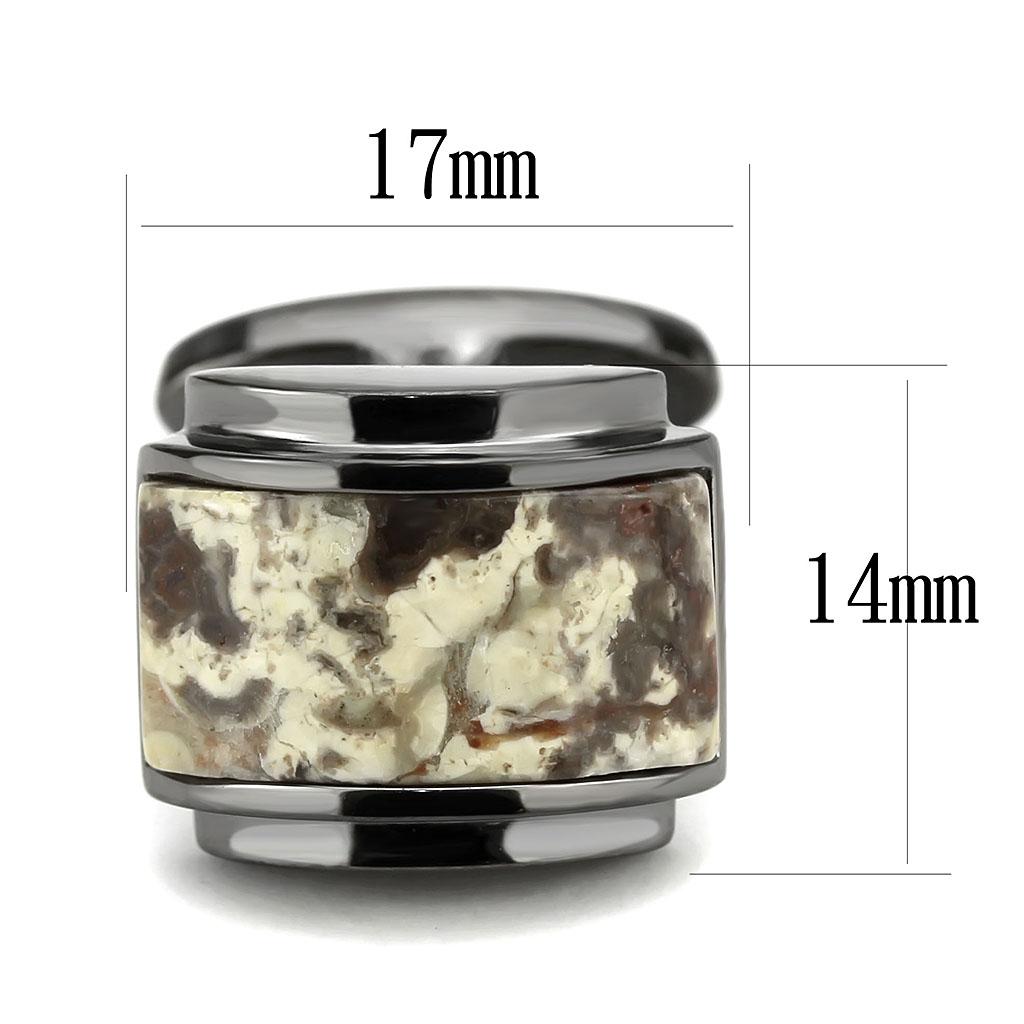 TK3290 - IP Light Black  (IP Gun) Stainless Steel Cufflink with Semi-Precious Oligoclase in Animal pattern-1