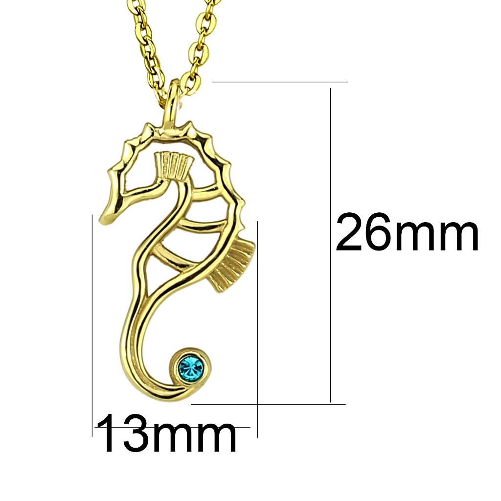 TK3296 - IP Gold(Ion Plating) Stainless Steel Necklace with Top Grade Crystal  in Blue Zircon-1