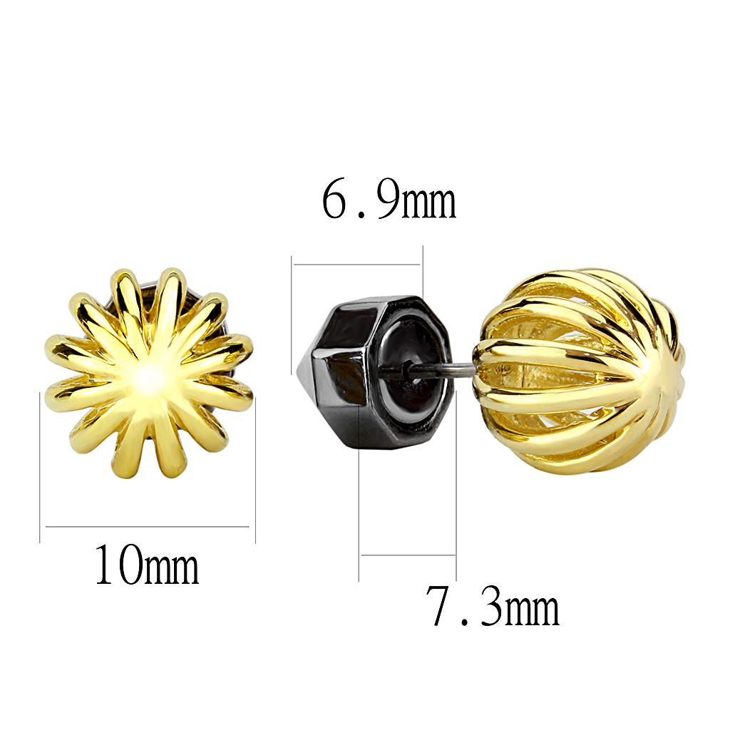 TK3298 - IP Gold+ IP Black (Ion Plating) Stainless Steel Earrings with No Stone-1