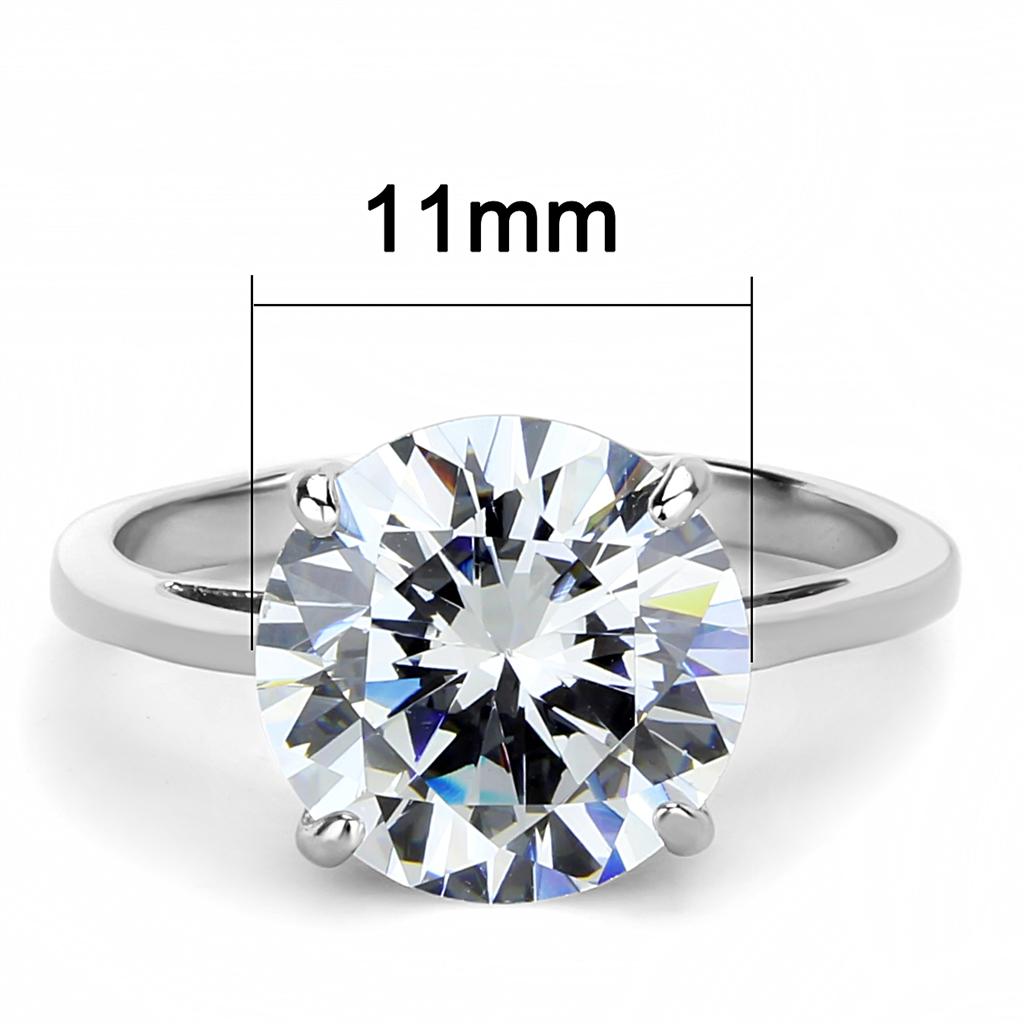 TK3428 - High polished (no plating) Stainless Steel Ring with AAA Grade CZ  in Clear-1