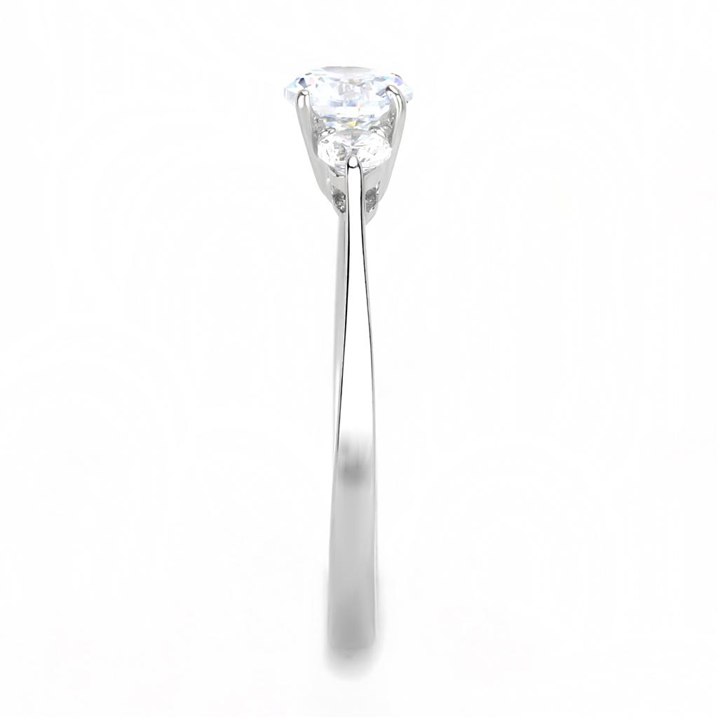 TK3431 - High polished (no plating) Stainless Steel Ring with AAA Grade CZ  in Clear-3