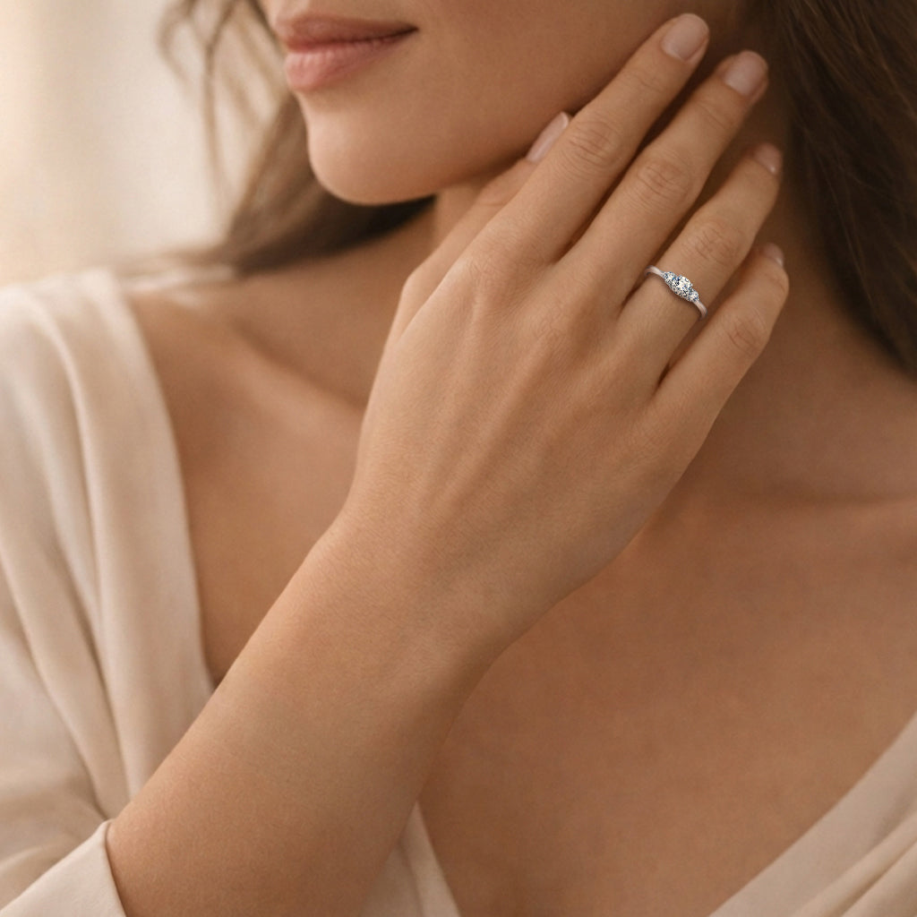 TK3431 - High polished (no plating) Stainless Steel Ring with AAA Grade CZ  in Clear-4