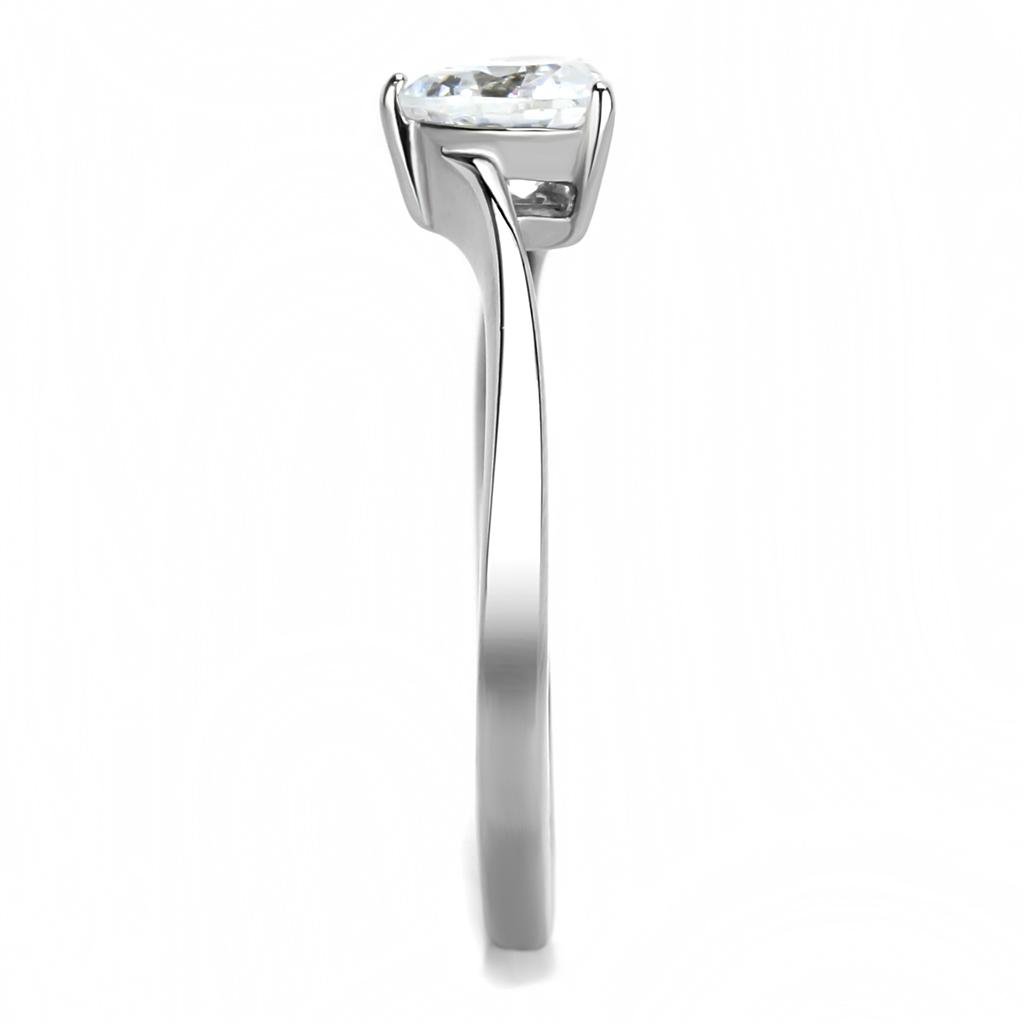 TK3434 - High polished (no plating) Stainless Steel Ring with AAA Grade CZ  in Clear-3