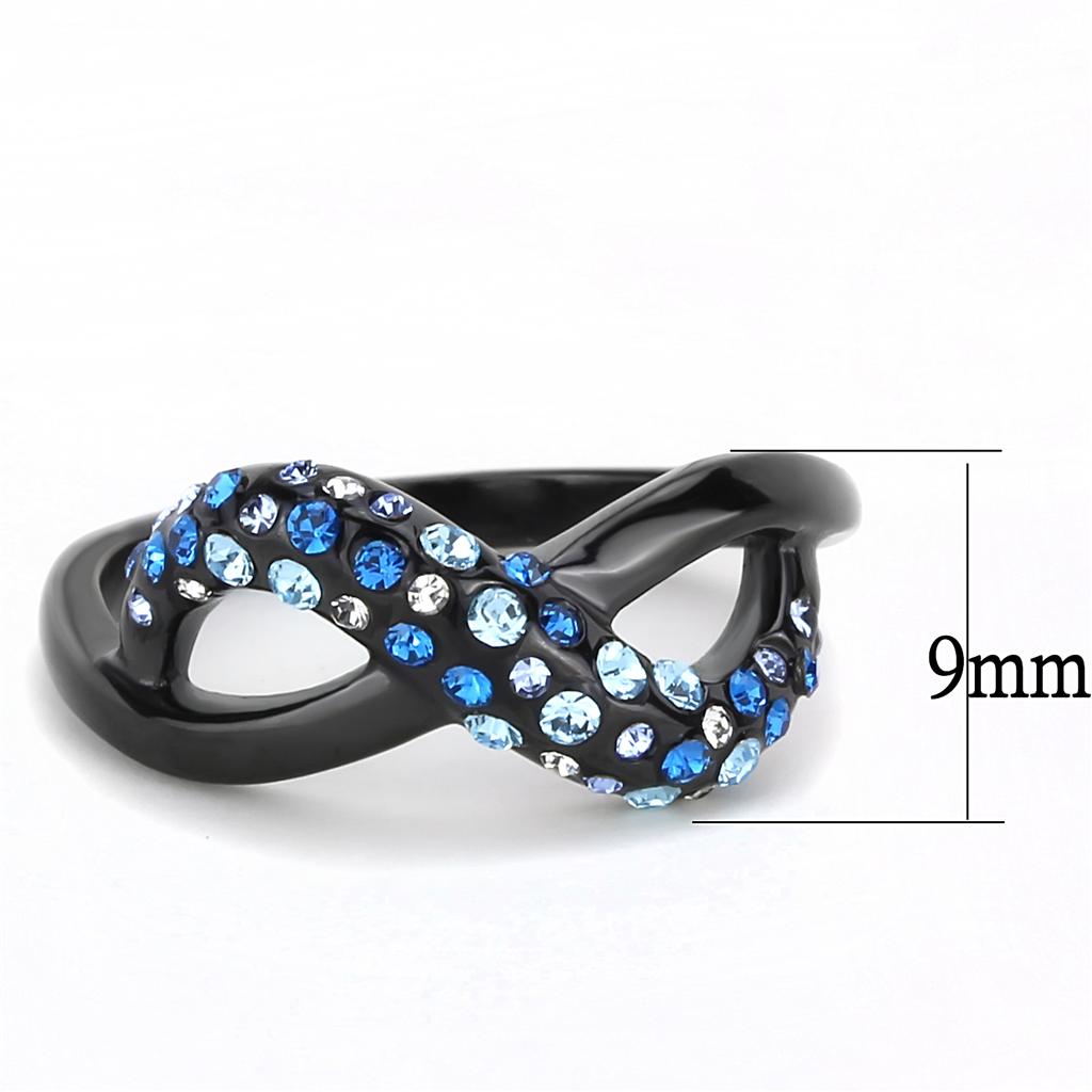 TK3446 - IP Black(Ion Plating) Stainless Steel Ring with Top Grade Crystal  in Multi Color-1