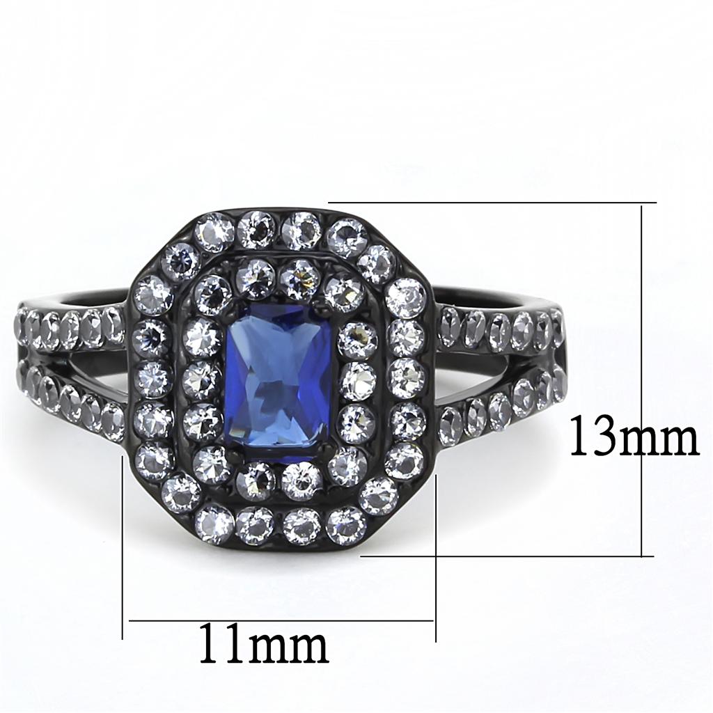 TK3449 - IP Black(Ion Plating) Stainless Steel Ring with Synthetic Synthetic Glass in Montana-1