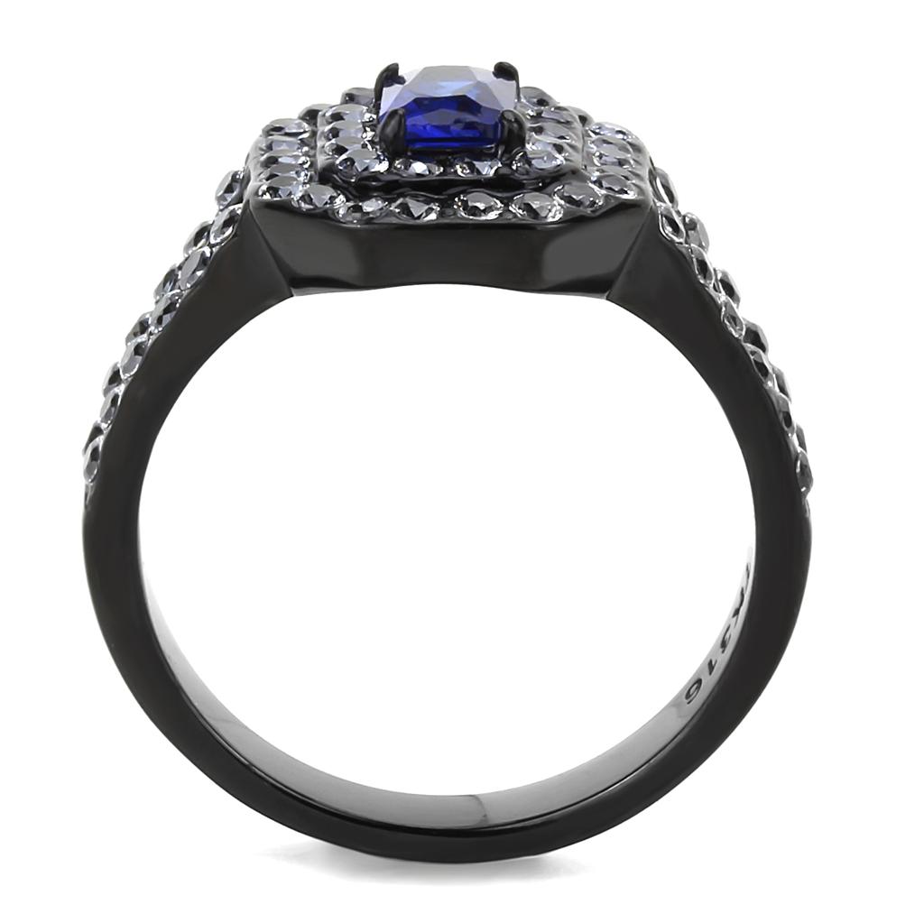 TK3449 - IP Black(Ion Plating) Stainless Steel Ring with Synthetic Synthetic Glass in Montana-2