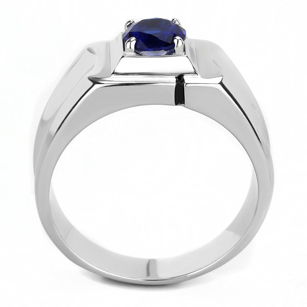 TK3459 - High polished (no plating) Stainless Steel Ring with Synthetic Synthetic Glass in Montana-2