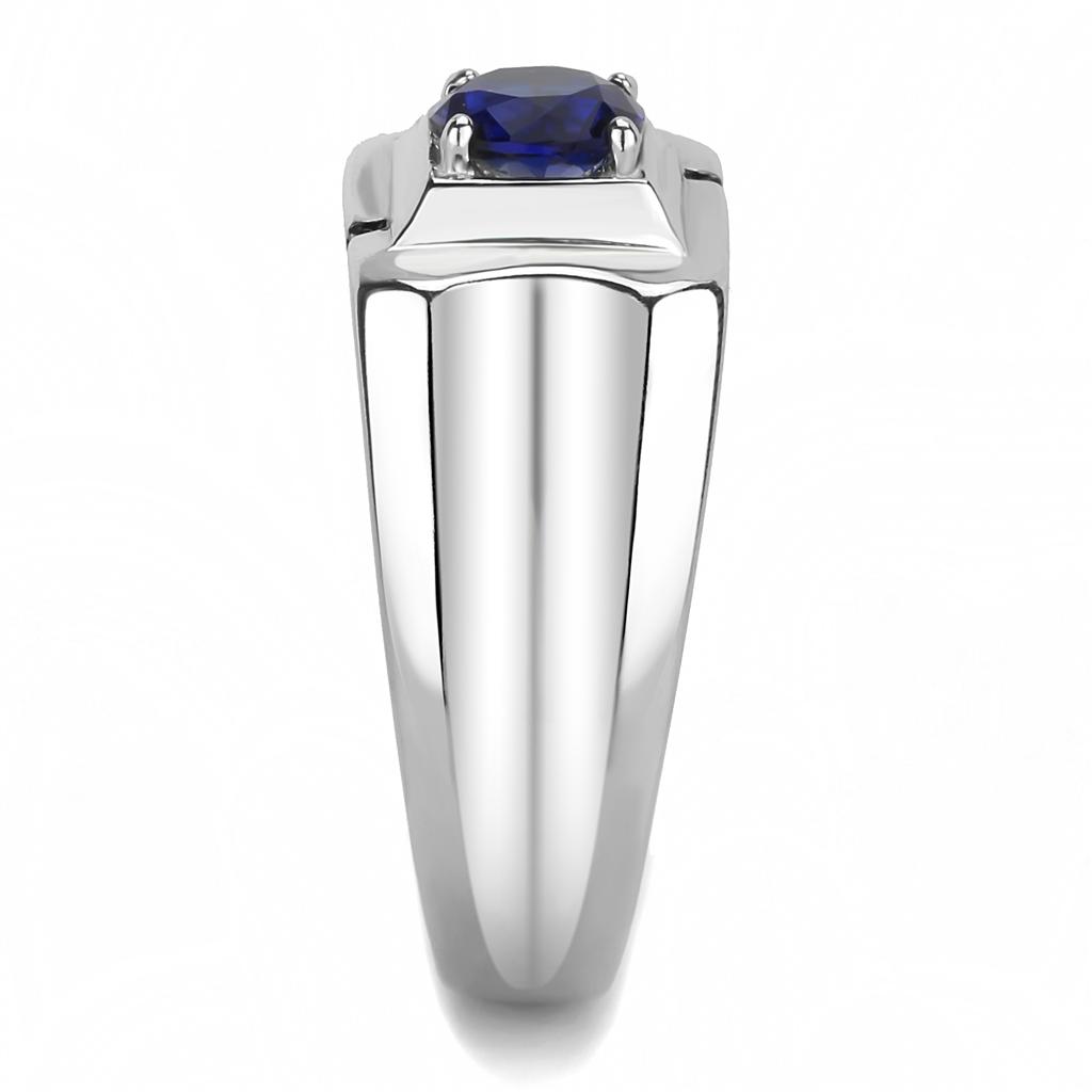 TK3459 - High polished (no plating) Stainless Steel Ring with Synthetic Synthetic Glass in Montana-3