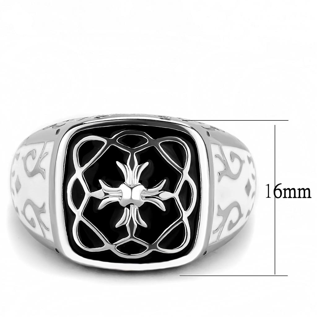 TK3460 - High polished (no plating) Stainless Steel Ring with Epoxy  in Jet-1