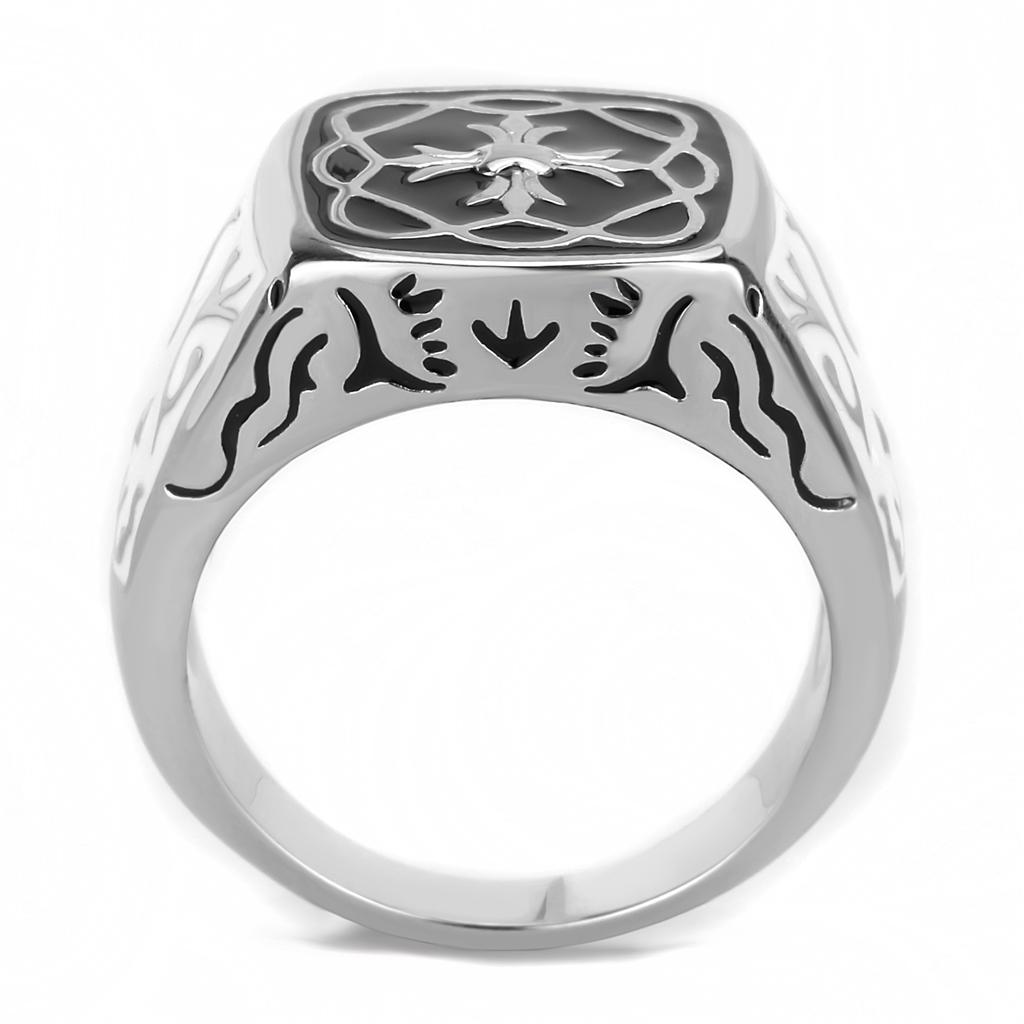 TK3460 - High polished (no plating) Stainless Steel Ring with Epoxy  in Jet-2