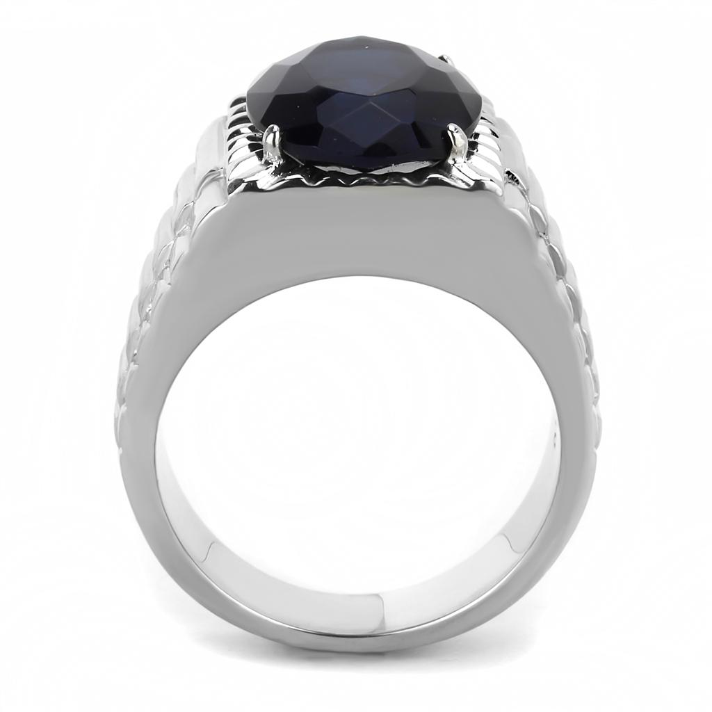 TK3461 - High polished (no plating) Stainless Steel Ring with Synthetic Synthetic Glass in Montana-2