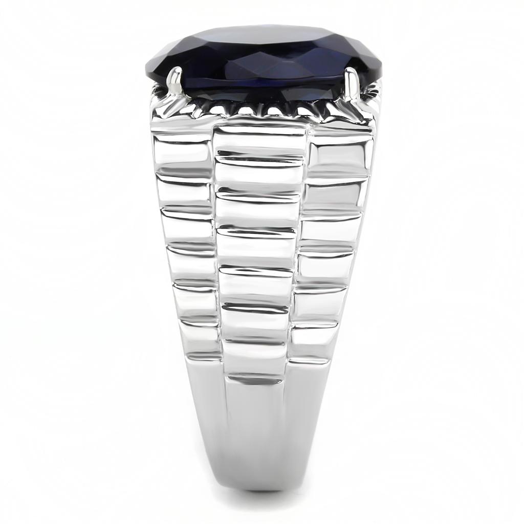 TK3461 - High polished (no plating) Stainless Steel Ring with Synthetic Synthetic Glass in Montana-3