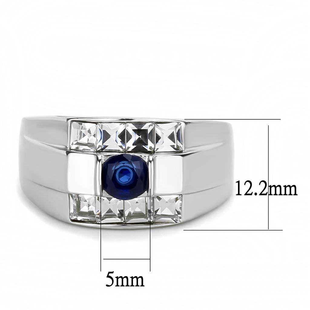 TK3463 - High polished (no plating) Stainless Steel Ring with Synthetic Synthetic Glass in Montana-1