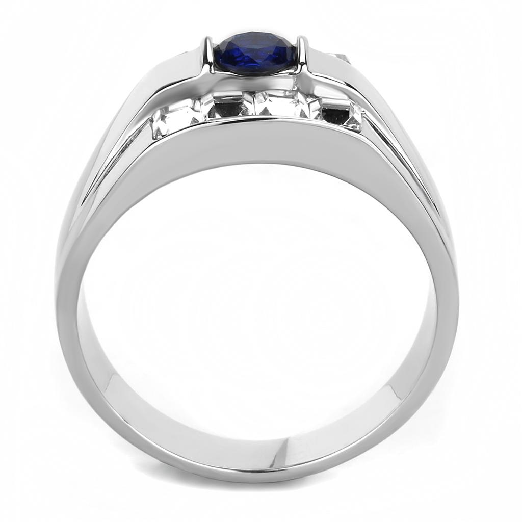 TK3463 - High polished (no plating) Stainless Steel Ring with Synthetic Synthetic Glass in Montana-2