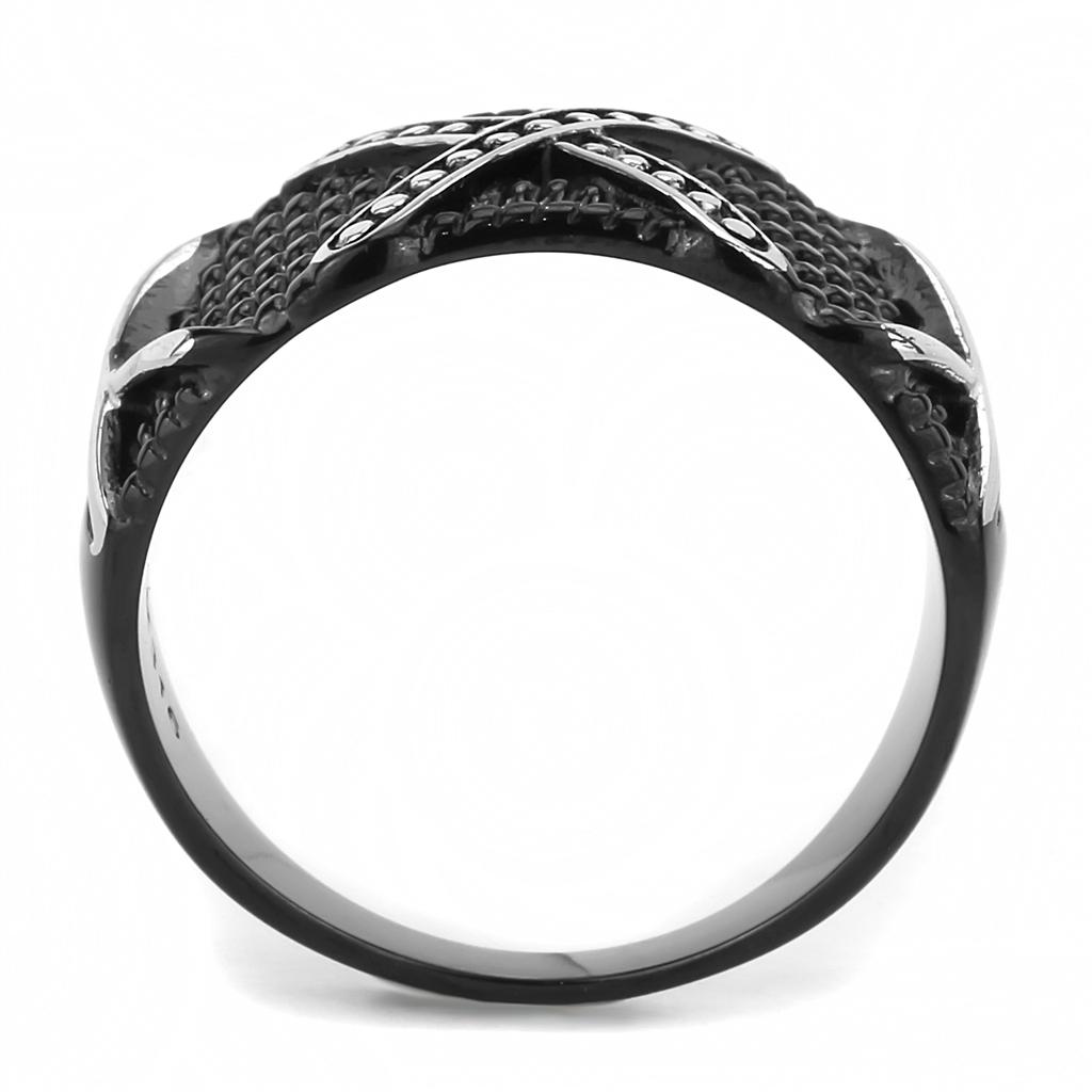 TK3468 - IP Black(Ion Plating) Stainless Steel Ring with No Stone-2