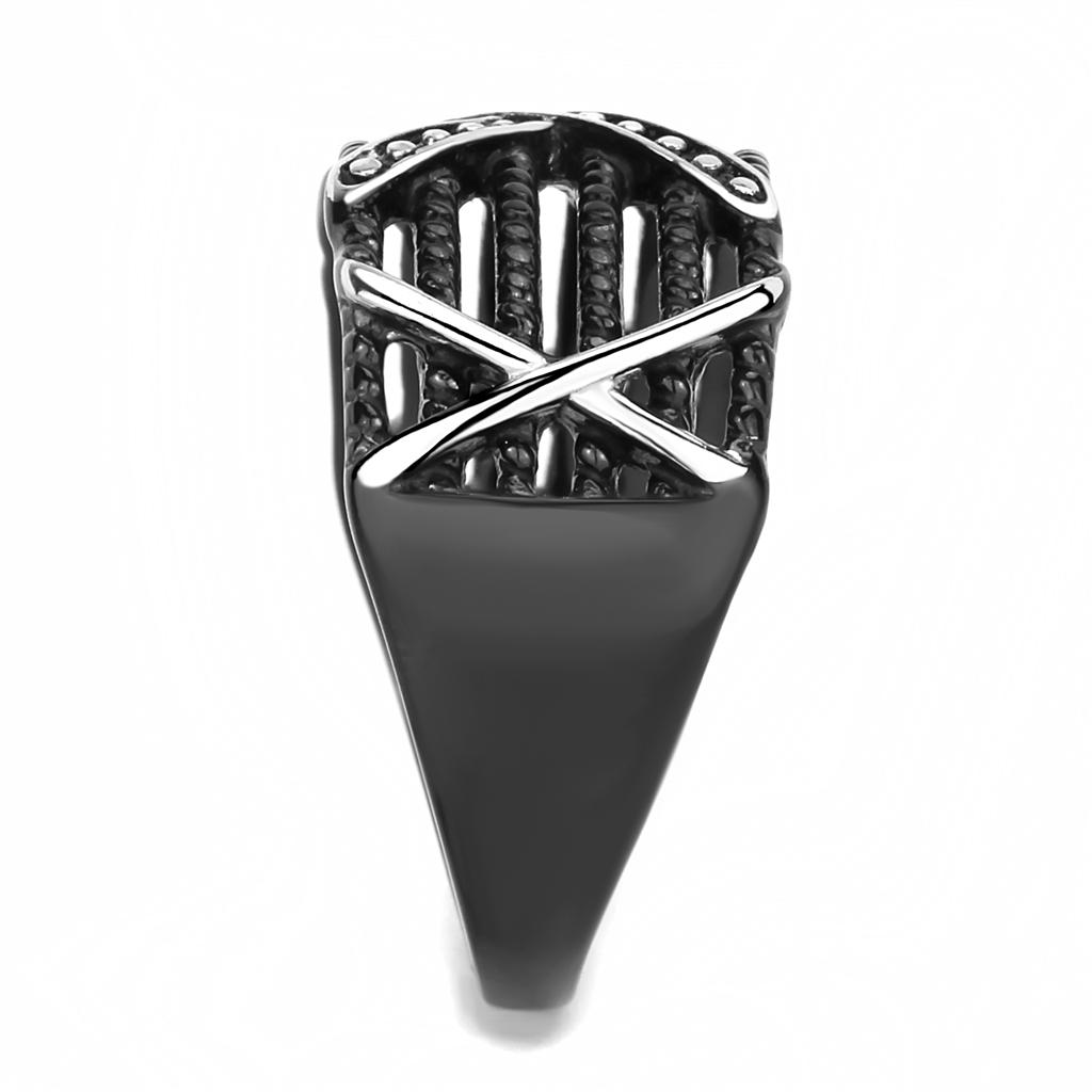 TK3468 - IP Black(Ion Plating) Stainless Steel Ring with No Stone-3