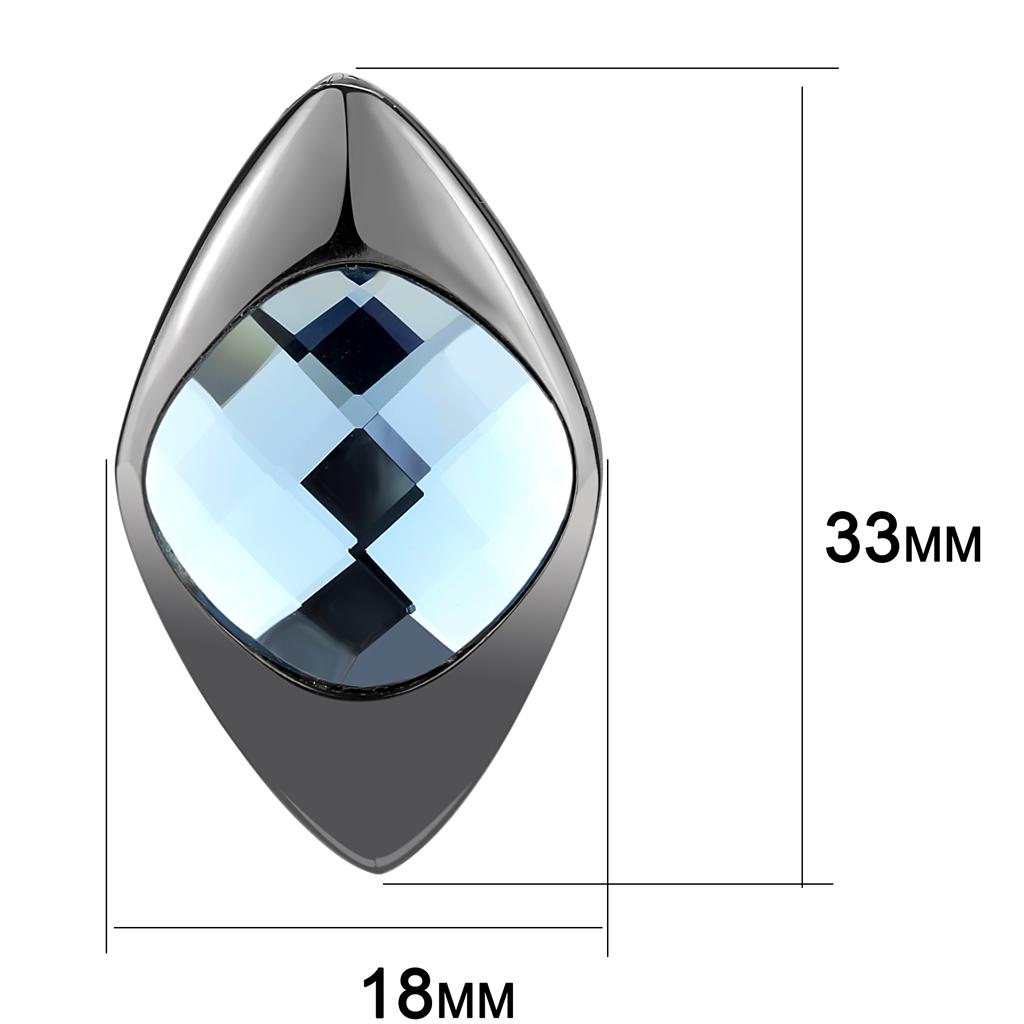 TK3494 - IP Light Black  (IP Gun) Stainless Steel Earrings with Synthetic Synthetic Glass in Light Sapphire-1