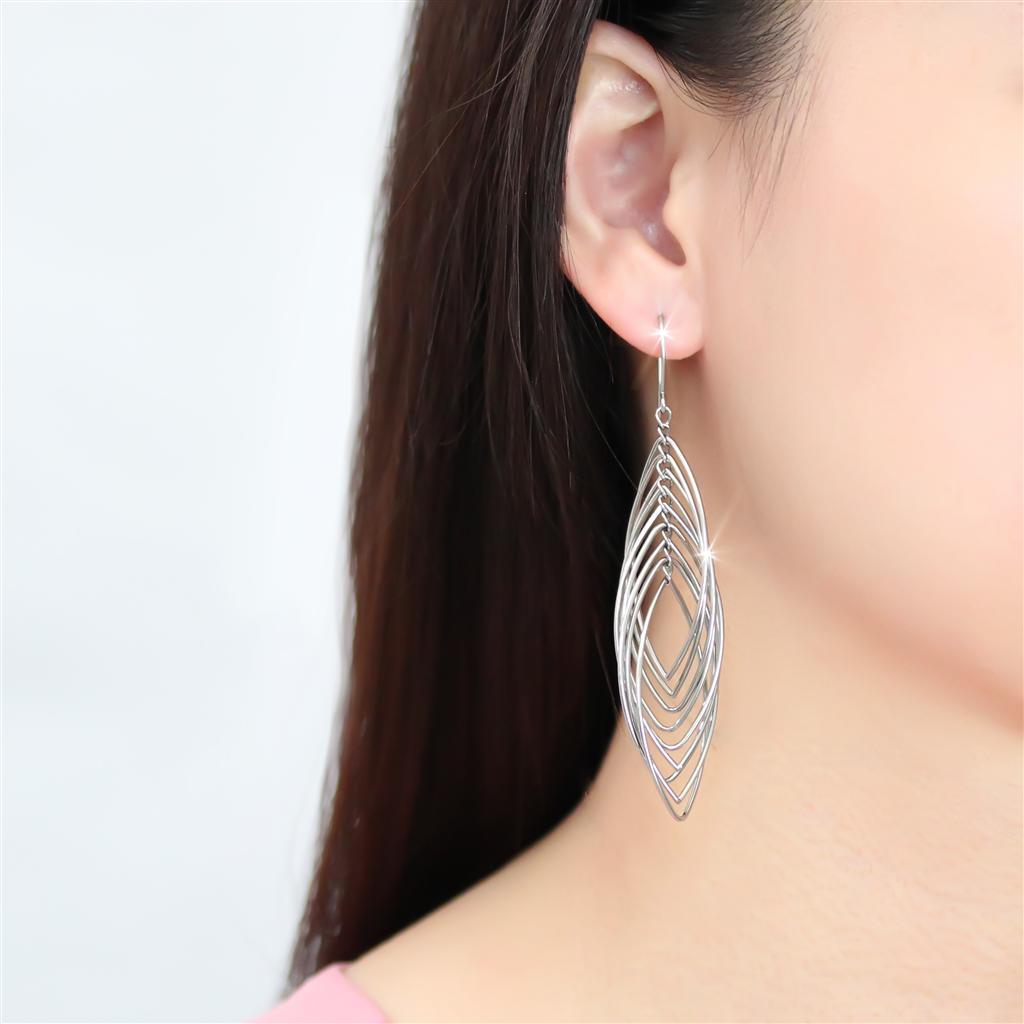 TK3500 - High polished (no plating) Stainless Steel Earrings with No Stone-2