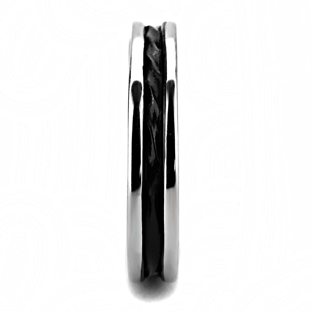 TK3502 - Two-Tone IP Black (Ion Plating) Stainless Steel Ring with No Stone-3