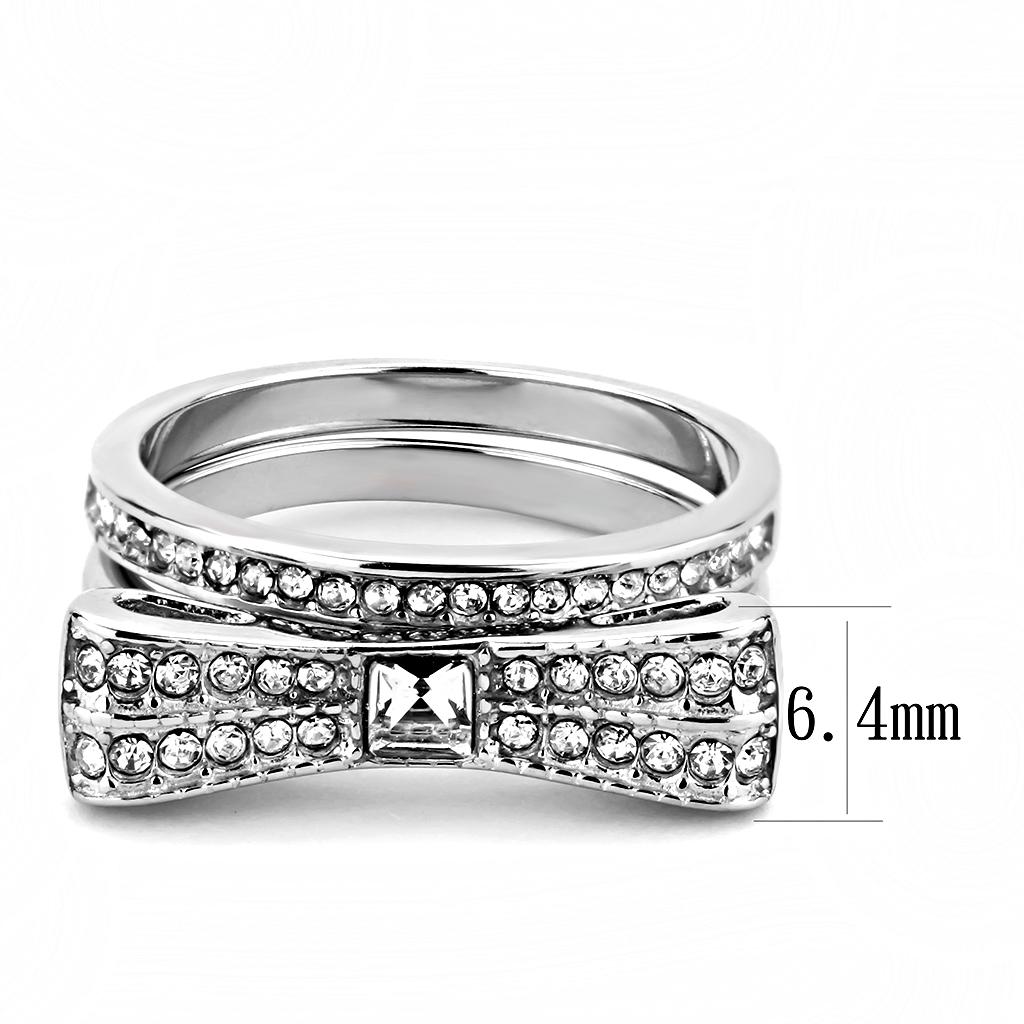 TK3506 - High polished (no plating) Stainless Steel Ring with Top Grade Crystal  in Clear-1