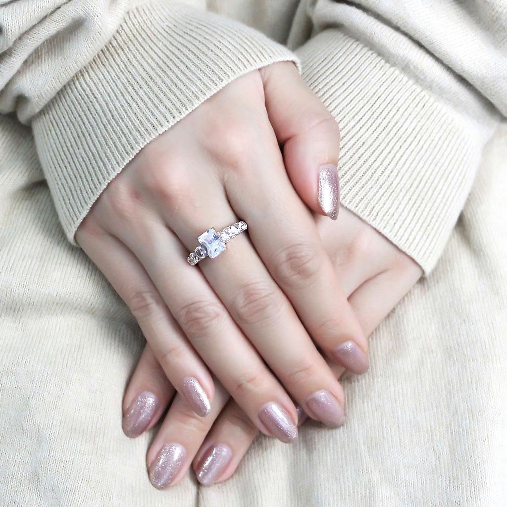 TK3517 - IP Rose Gold(Ion Plating) Stainless Steel Ring with AAA Grade CZ  in Clear-4
