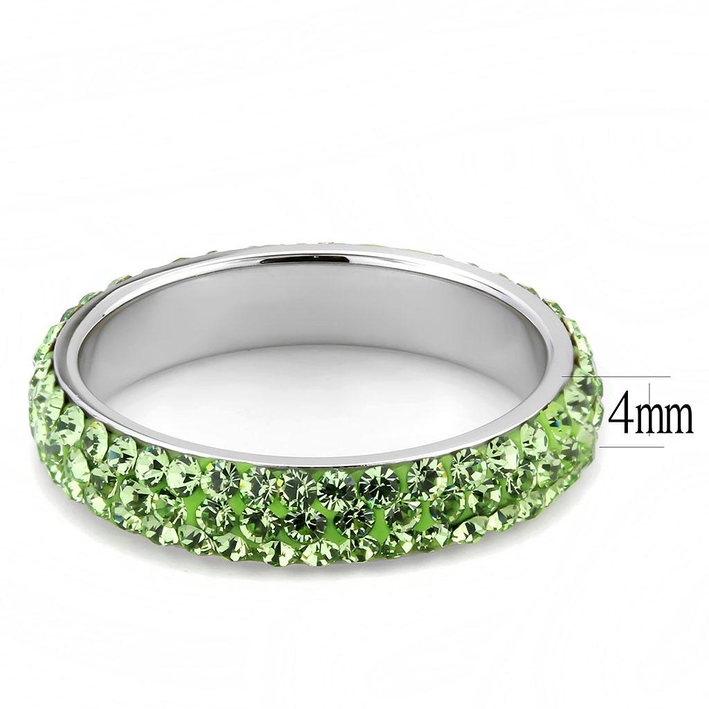 TK3537 - High polished (no plating) Stainless Steel Ring with Top Grade Crystal  in Peridot-1