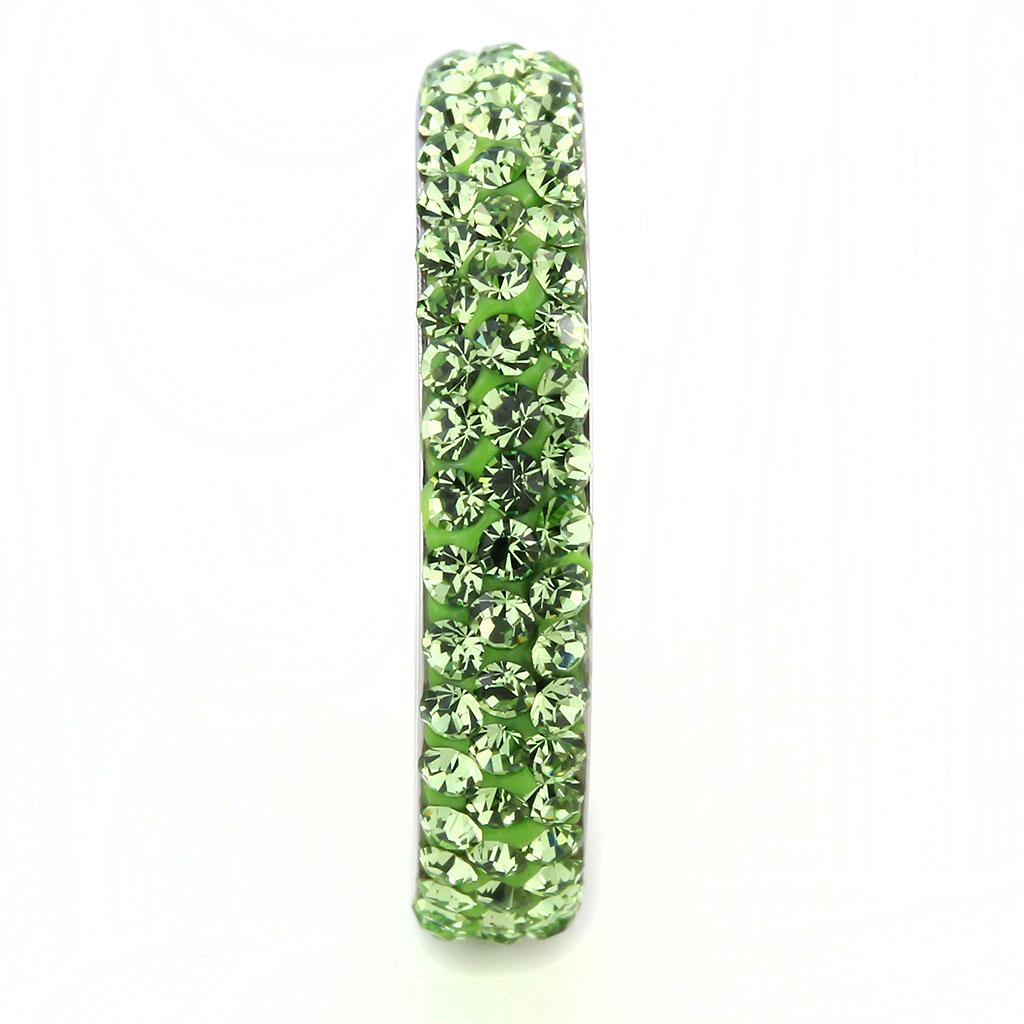 TK3537 - High polished (no plating) Stainless Steel Ring with Top Grade Crystal  in Peridot-3
