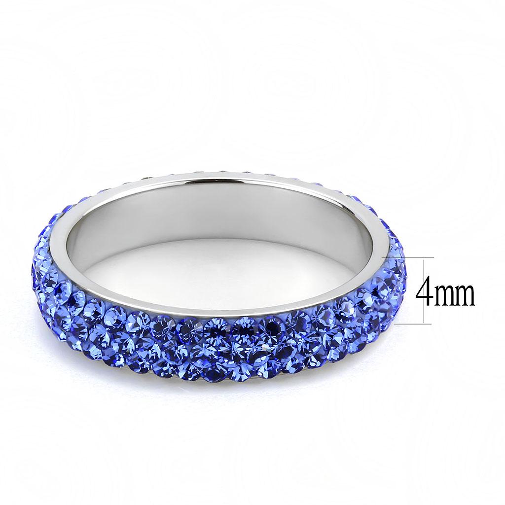 TK3539 - High polished (no plating) Stainless Steel Ring with Top Grade Crystal  in Sapphire-1