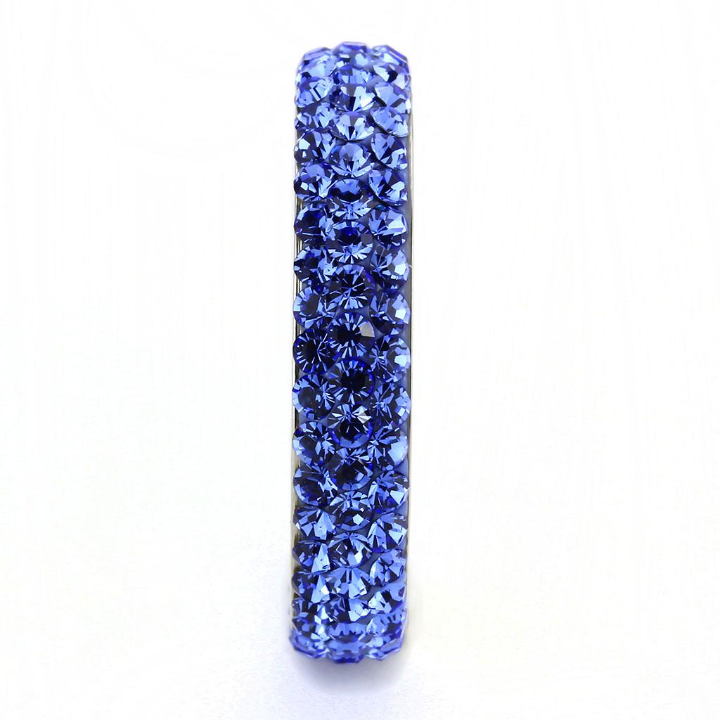 TK3539 - High polished (no plating) Stainless Steel Ring with Top Grade Crystal  in Sapphire-3