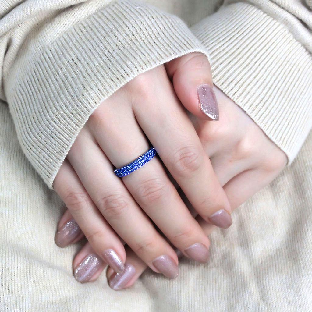 TK3539 - High polished (no plating) Stainless Steel Ring with Top Grade Crystal  in Sapphire-4