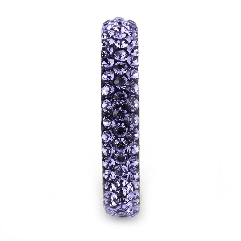 TK3540 - High polished (no plating) Stainless Steel Ring with Top Grade Crystal  in Tanzanite-3