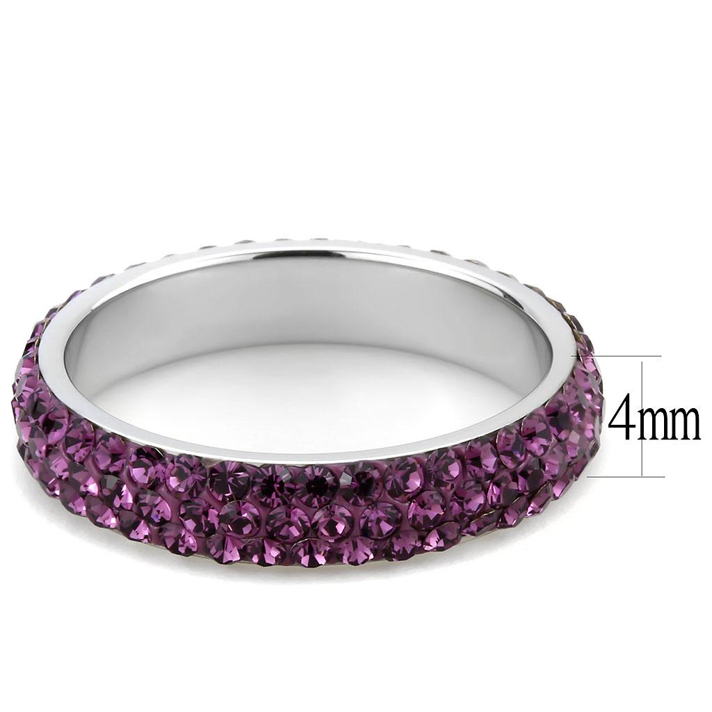 TK3541 - High polished (no plating) Stainless Steel Ring with Top Grade Crystal  in Amethyst-1
