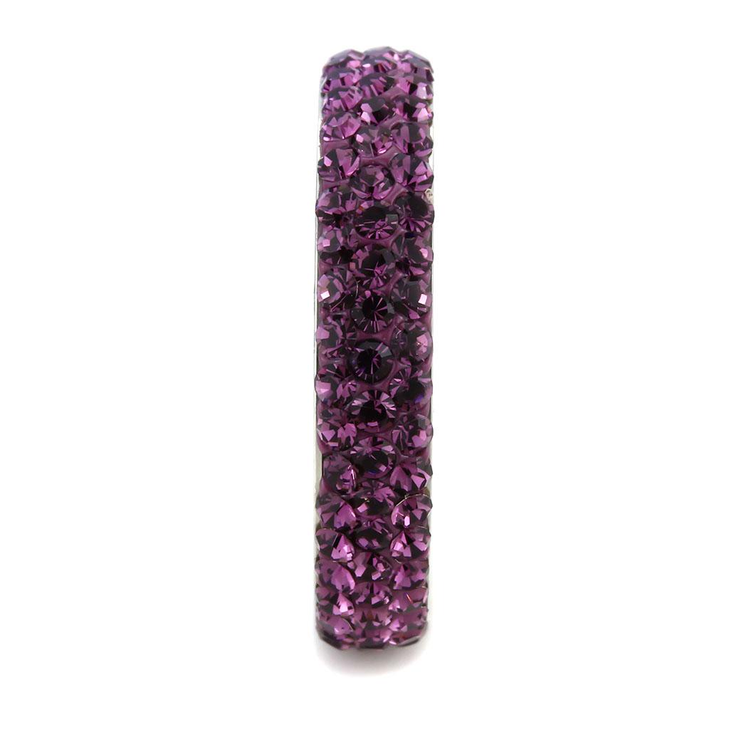 TK3541 - High polished (no plating) Stainless Steel Ring with Top Grade Crystal  in Amethyst-3