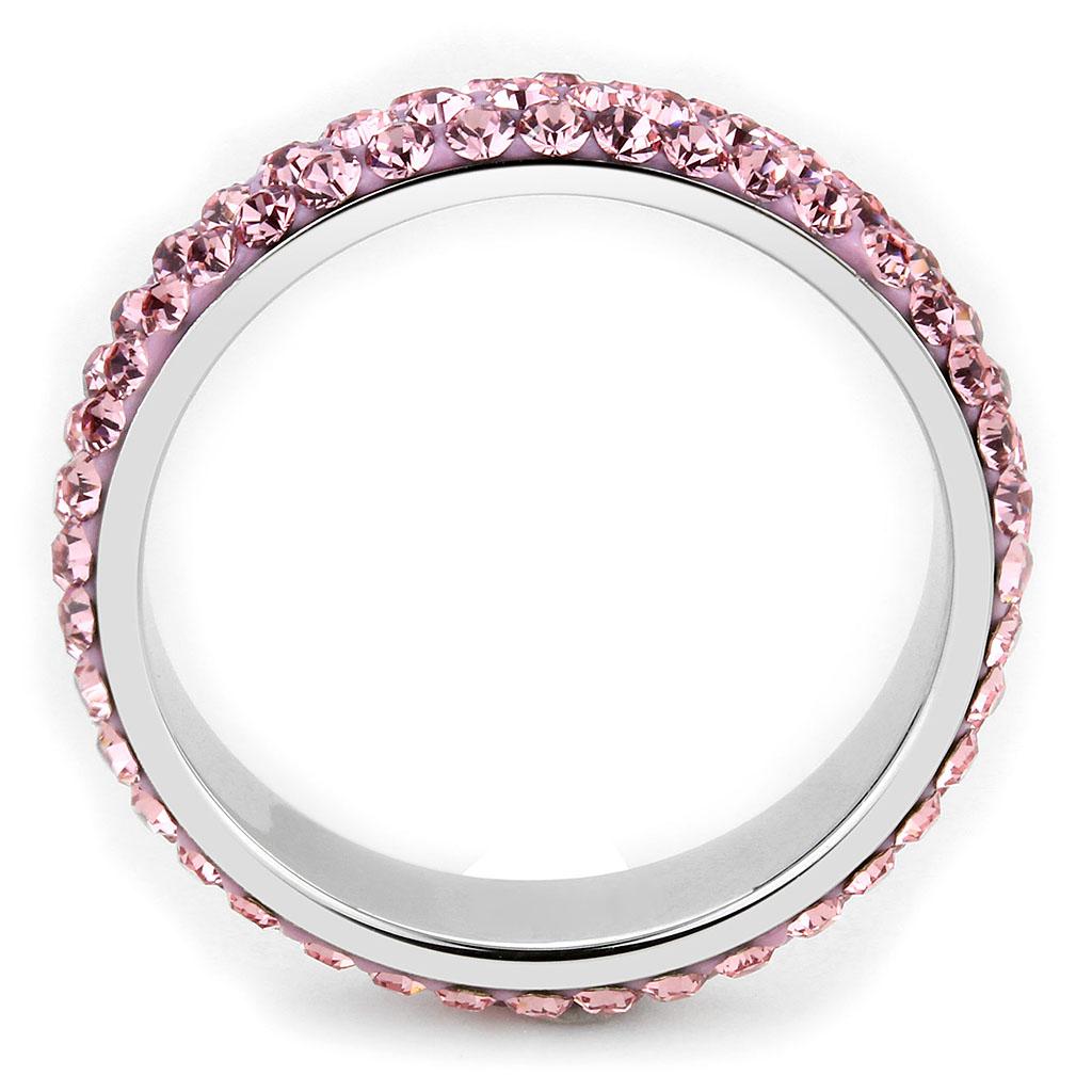 TK3543 - High polished (no plating) Stainless Steel Ring with Top Grade Crystal  in Light Rose-2