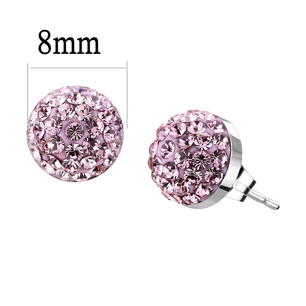 TK3554 - High polished (no plating) Stainless Steel Earrings with Top Grade Crystal  in Light Rose-1