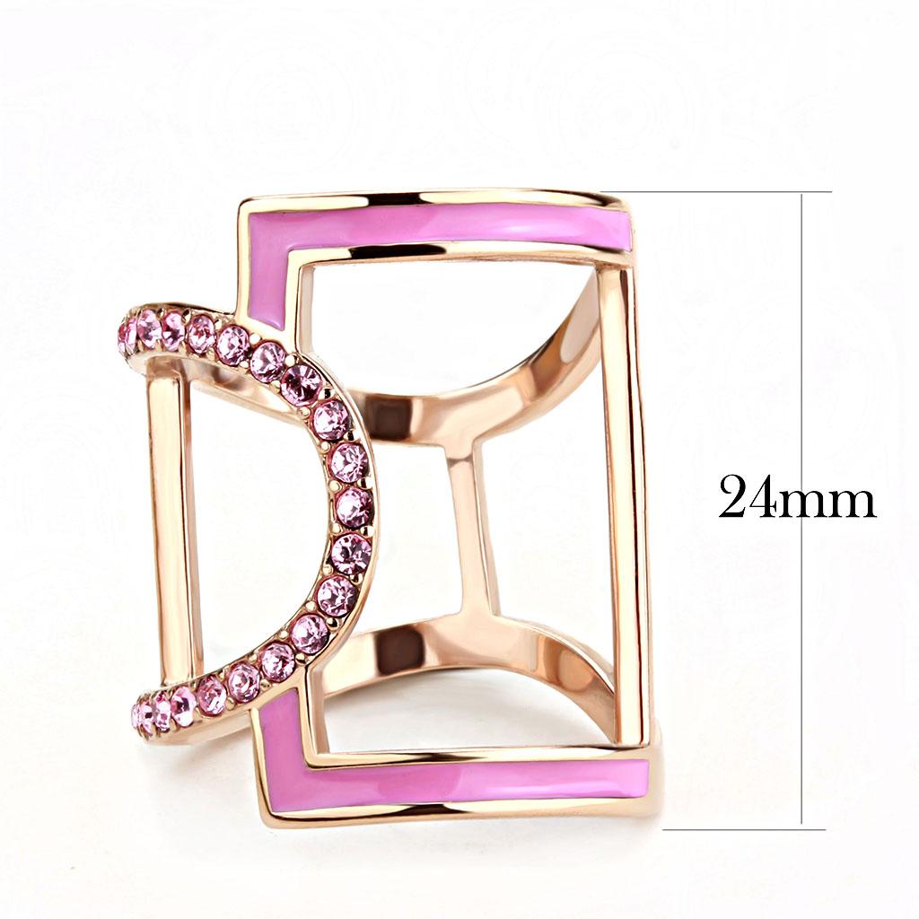 TK3561 - IP Rose Gold(Ion Plating) Stainless Steel Ring with Top Grade Crystal  in Light Rose-1