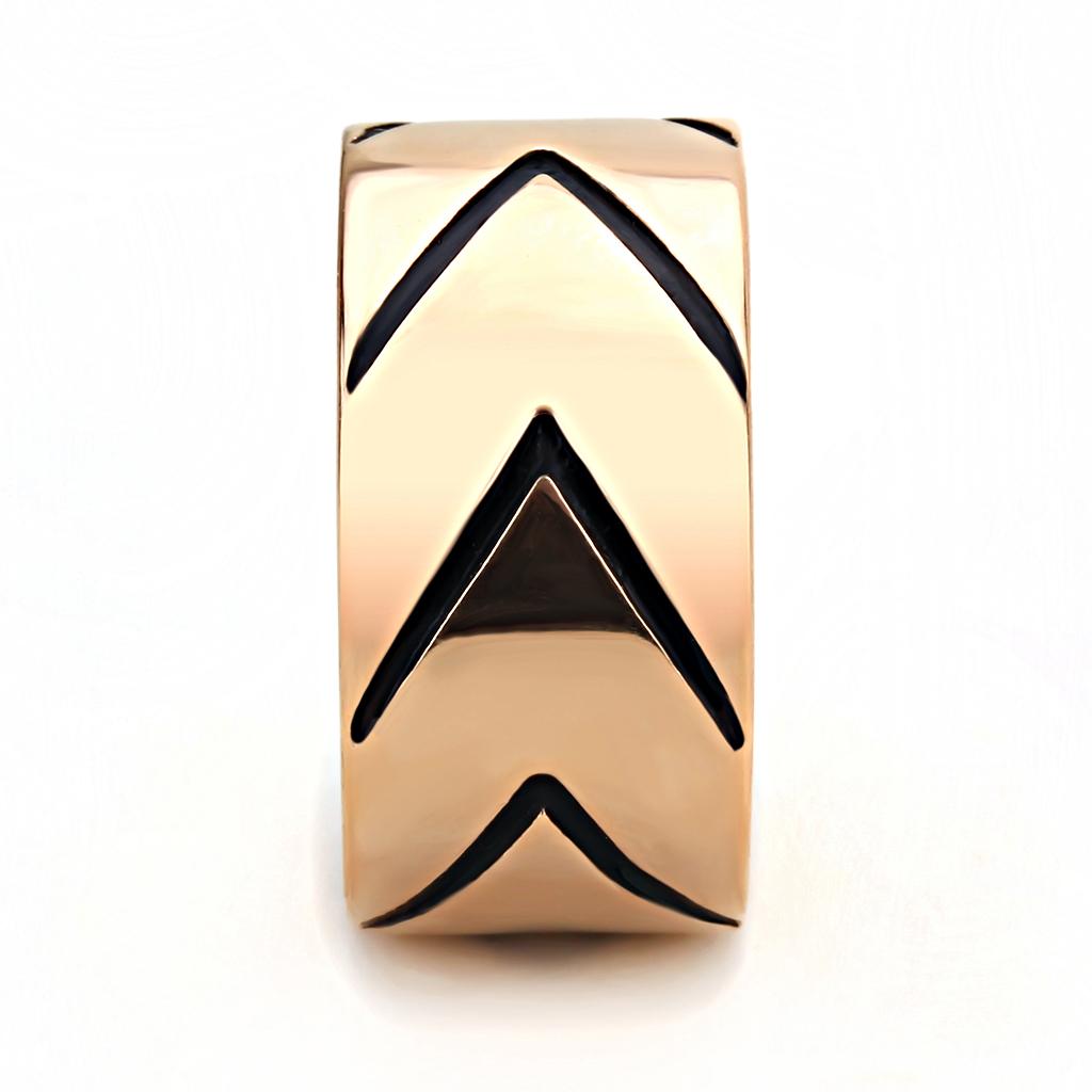 TK3563 - IP Rose Gold(Ion Plating) Stainless Steel Ring with Epoxy  in Jet-3