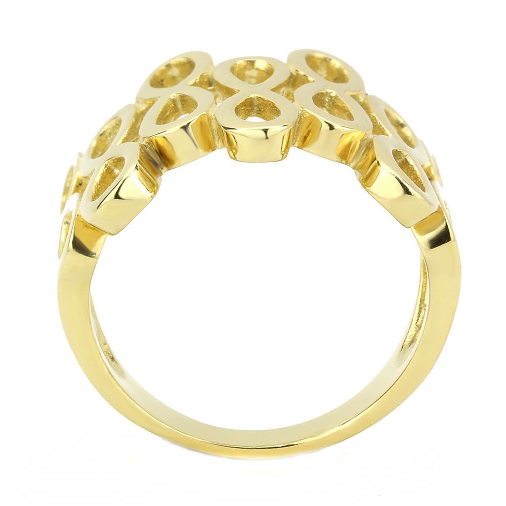 TK3569 - IP Gold(Ion Plating) Stainless Steel Ring with No Stone-2