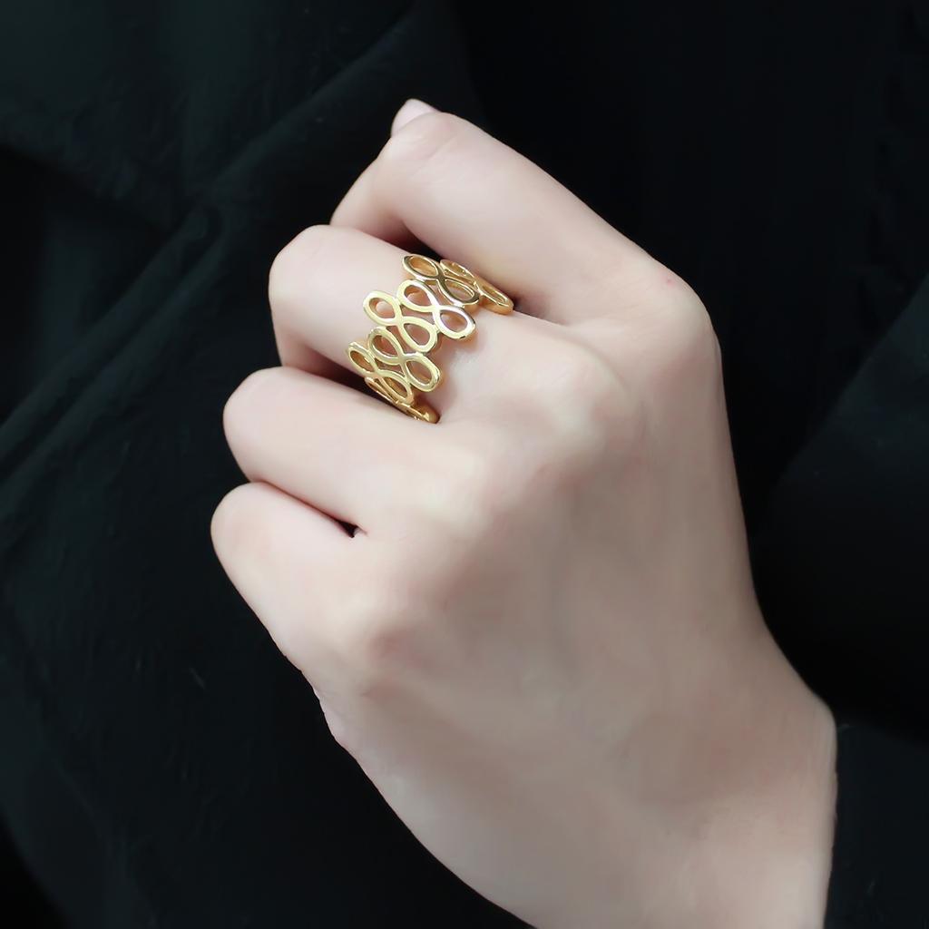 TK3569 - IP Gold(Ion Plating) Stainless Steel Ring with No Stone-4
