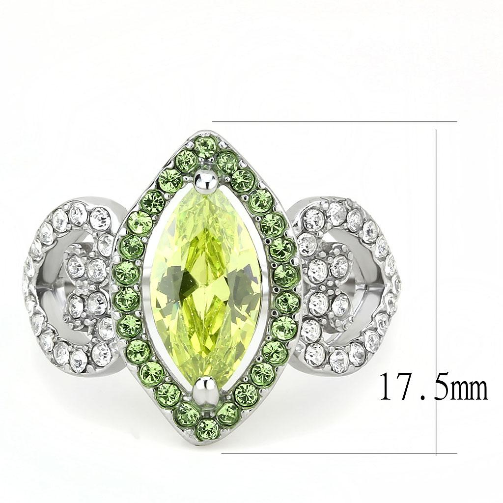 TK3579 - No Plating Stainless Steel Ring with AAA Grade CZ  in Apple Green color-1