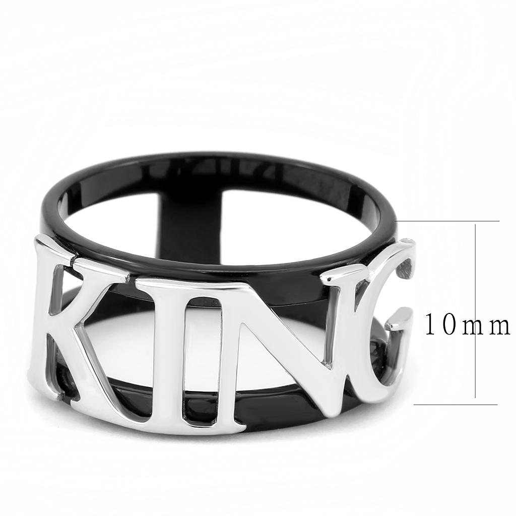 TK3583 - Two-Tone IP Black (Ion Plating) Stainless Steel Ring with No Stone-1