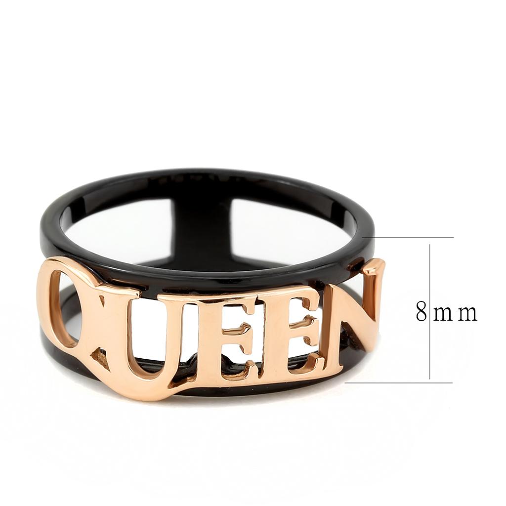 TK3584 - IP Rose Gold+ IP Black (Ion Plating) Stainless Steel Ring with No Stone-1