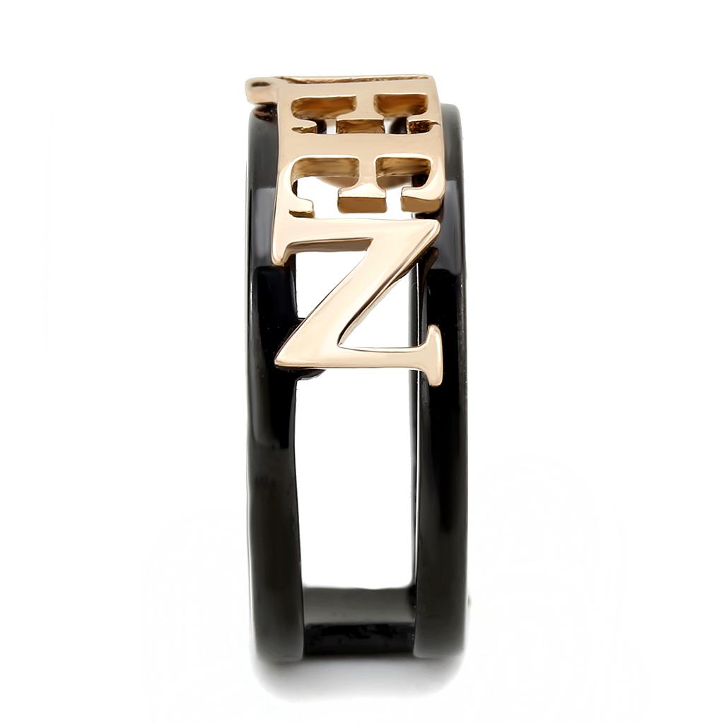TK3584 - IP Rose Gold+ IP Black (Ion Plating) Stainless Steel Ring with No Stone-4