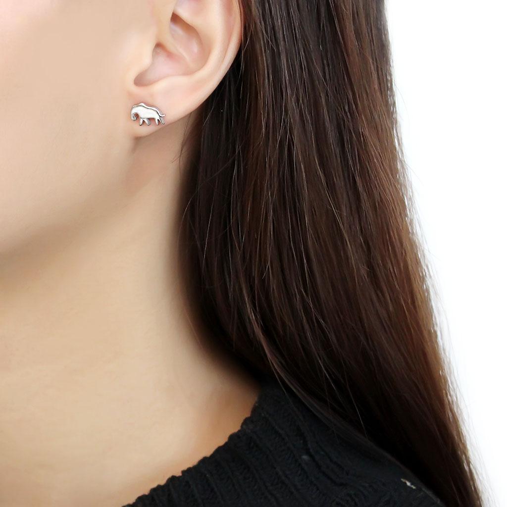 TK3600 - High polished (no plating) Stainless Steel Earrings with No Stone-2
