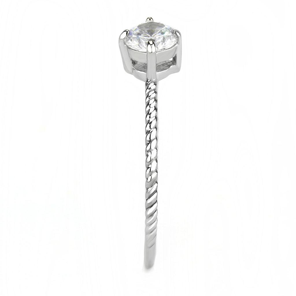 TK3604 - No Plating Stainless Steel Ring with AAA Grade CZ  in Clear-3
