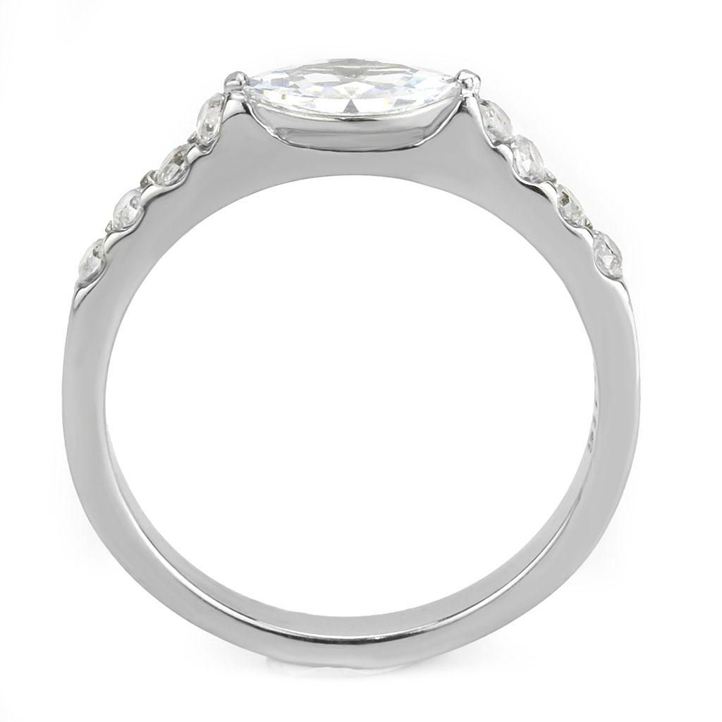 TK3607 - No Plating Stainless Steel Ring with AAA Grade CZ  in Clear-2