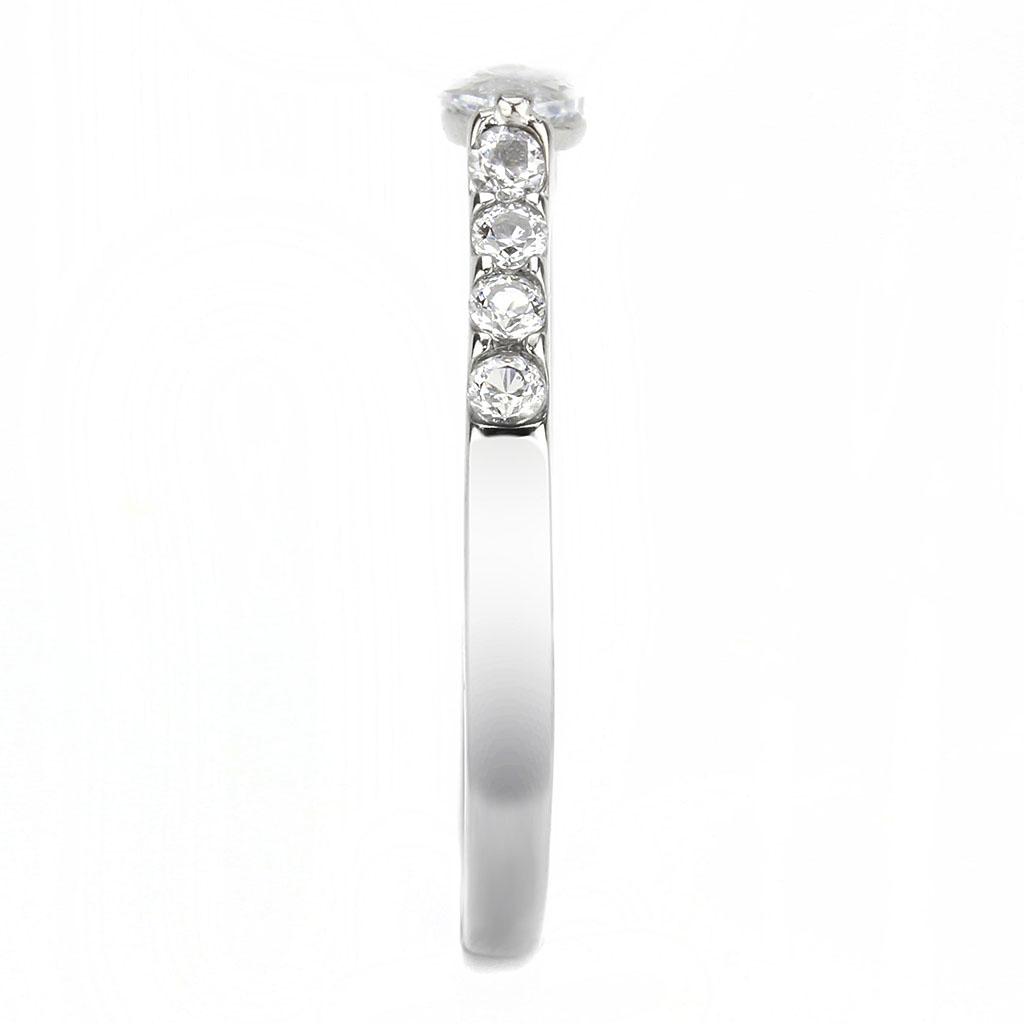 TK3607 - No Plating Stainless Steel Ring with AAA Grade CZ  in Clear-3